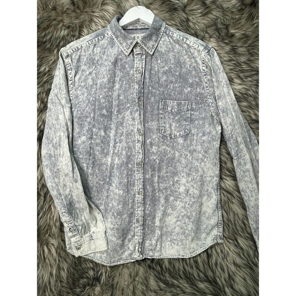 Free State White washed Denim Look Cotton Button Up Shirt Men's Size‎ L